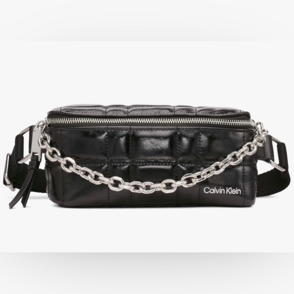 Calvin Klein Quilted Adjustable Belt Bag with Chain Detail